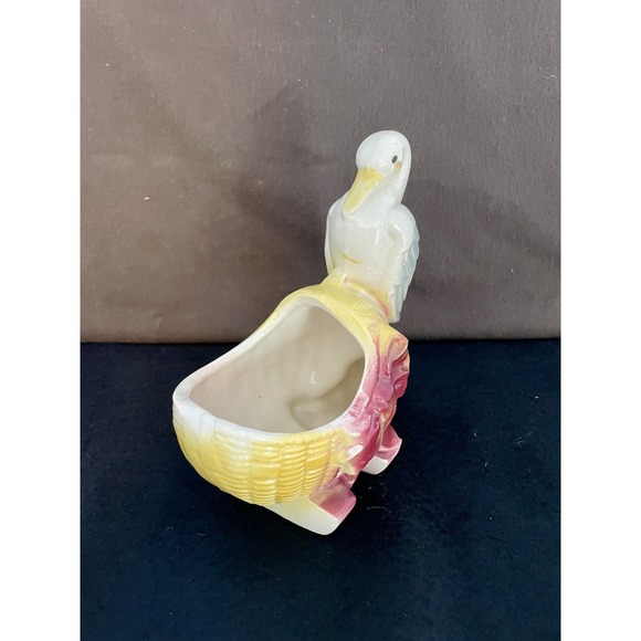 Vintage Nursery Planter Stork on Baby Buggy  6 1/2" - Picture 6 of 9